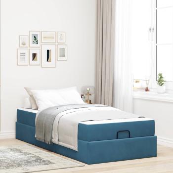 ARDEBO.de - Bettgestell mit Matratze 2 Stk. Blau Samt