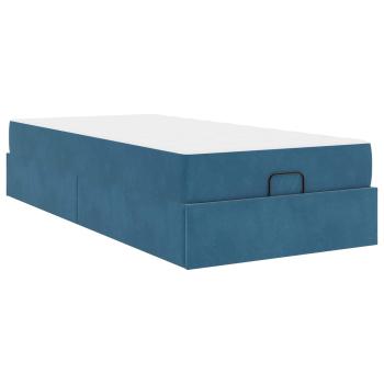 Bettgestell mit Matratze 2 Stk. Blau Samt