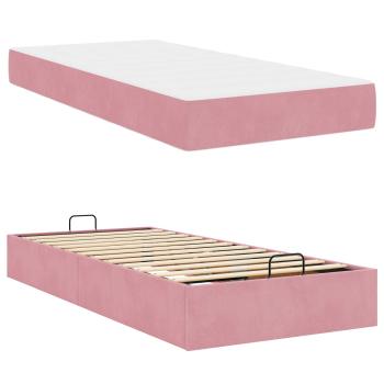 Bettgestell mit Matratze 2 Stk. Rosa Samt
