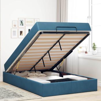 Bettgestell mit Matratze 2 Stk. Blau Samt