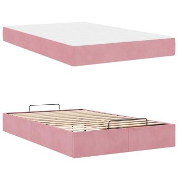 Bettgestell mit Matratze 2 Stk. Rosa Samt