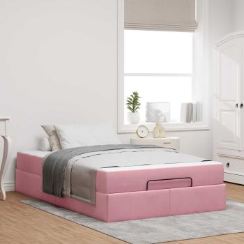 ARDEBO.de - Bettgestell mit Matratze 2 Stk. Rosa Samt
