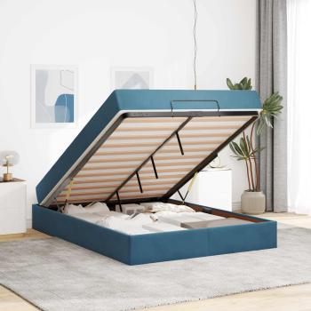 Bettgestell mit Matratze 2 Stk. Blau Samt
