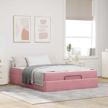 ARDEBO.de - Bettgestell mit Matratze 2 Stk. Rosa Samt