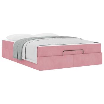 Bettgestell mit Matratze 2 Stk. Rosa Samt