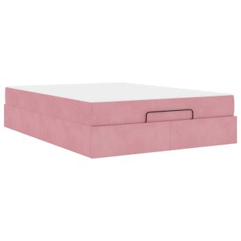 Bettgestell mit Matratze 2 Stk. Rosa Samt