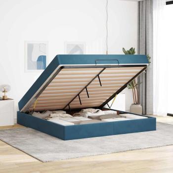 Bettgestell mit Matratze 2 Stk. Blau Samt