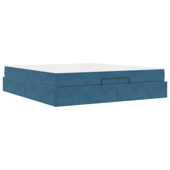 Bettgestell mit Matratze 2 Stk. Blau Samt