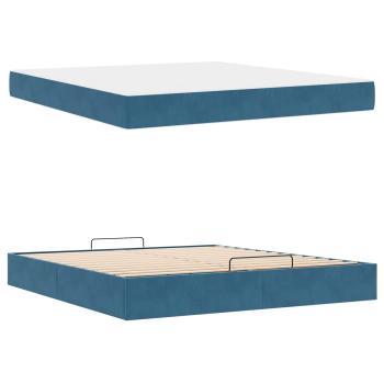 Bettgestell mit Matratze 2 Stk. Blau Samt
