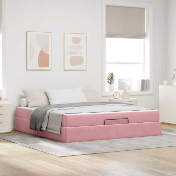 ARDEBO.de - Bettgestell mit Matratze 2 Stk. Rosa Samt