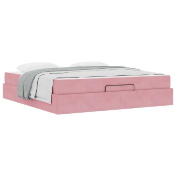 Bettgestell mit Matratze 2 Stk. Rosa Samt