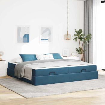ARDEBO.de - Bettgestell mit Matratze 2 Stk. Blau Samt