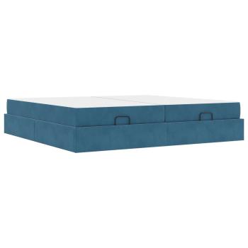 Bettgestell mit Matratze 2 Stk. Blau Samt