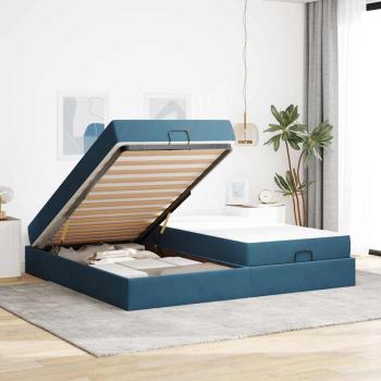 Bettgestell mit Matratze 2 Stk. Blau Samt