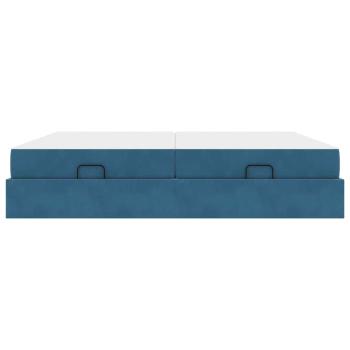 Bettgestell mit Matratze 2 Stk. Blau Samt