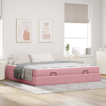 ARDEBO.de - Bettgestell mit Matratze 2 stk. Rosa Samt