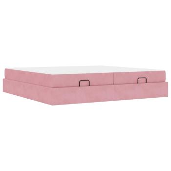 Bettgestell mit Matratze 2 stk. Rosa Samt