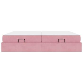 Bettgestell mit Matratze 2 stk. Rosa Samt