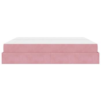 Bettgestell mit Matratze 2 stk. Rosa Samt