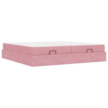 Bettgestell mit Matratze 2 stk. Rosa Samt