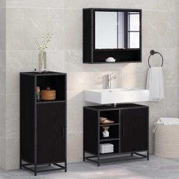 ARDEBO.de - Badezimmermöbel-Set 3 stk. Schwarz Eichen-Optik