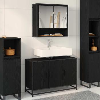 ARDEBO.de - Badezimmermöbel-Set 2 stk. Schwarz Eichen-Optik 90 x 33 x 60 cm