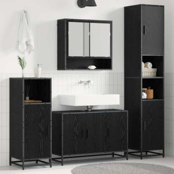 ARDEBO.de - Badezimmermöbel-Set 4 stk. Schwarz Eichen-Optik