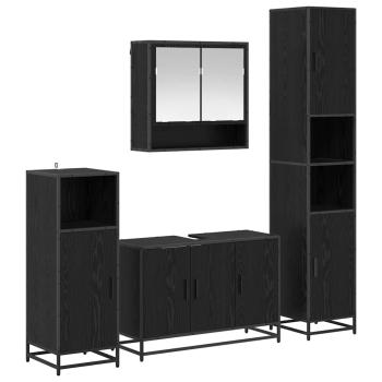 Badezimmermöbel-Set 4 stk. Schwarz Eichen-Optik
