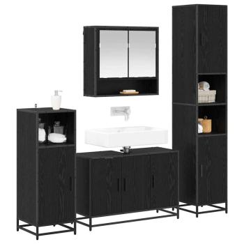 Badezimmermöbel-Set 4 stk. Schwarz Eichen-Optik