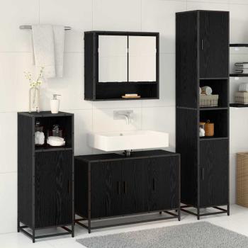 Badezimmermöbel-Set 4 stk. Schwarz Eichen-Optik