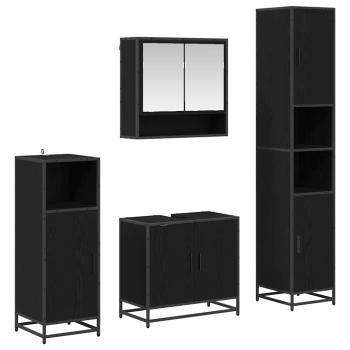 Badezimmermöbel-Set 4 stk. Schwarz Eichen-Optik