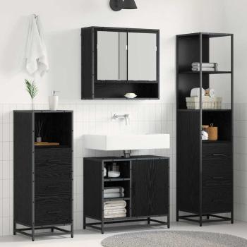 ARDEBO.de - Badezimmermöbel-Set 3 stk. Schwarz Eichen-Optik