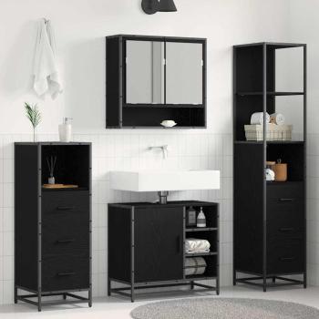 ARDEBO.de - Badezimmermöbel-Set 4 stk. Schwarz Eichen-Optik 65 x 33 x 60 cm