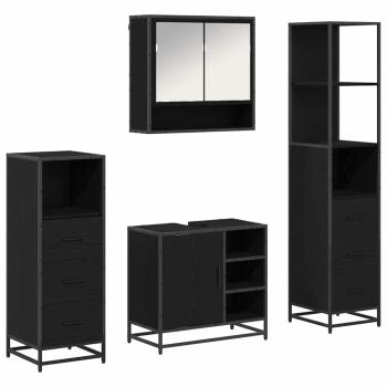 Badezimmermöbel-Set 4 stk. Schwarz Eichen-Optik 65 x 33 x 60 cm