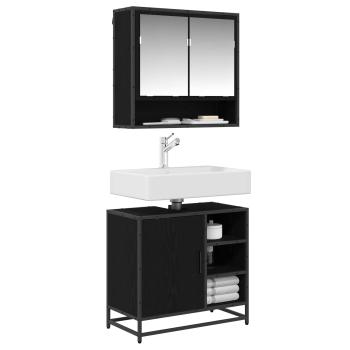 Badezimmermöbel-Set 2 Stk. Schwarz Eichen-Optik Holzwerkstoff