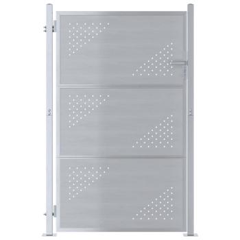 Gartentor 85 x 120 cm Edelstahl Silber Abschließbar