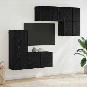 ARDEBO.de - TV-Wandmöbel 5 Stk. Schwarz Eichen-Optik Holzwerkstoff