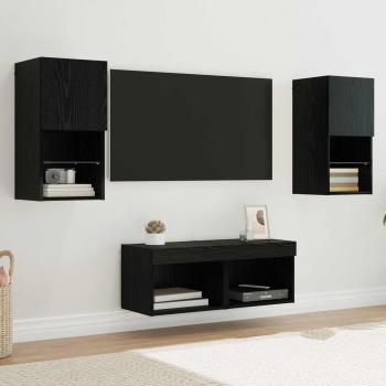 ARDEBO.de - TV-Wandregale 4 stk. Schwarz Eichen-Optik Holzwerkstoff