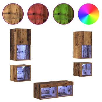 TV-Wandgeräte 8 Stk. Altholz Holzwerkstoff