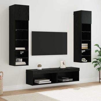 ARDEBO.de - TV-Wandmöbel 6 Stk. Schwarz Eichen-Optik Holzwerkstoff