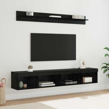 ARDEBO.de - TV-Wandregal-Set 5 stk. Schwarz Eichen-Optik Holzwerkstoff