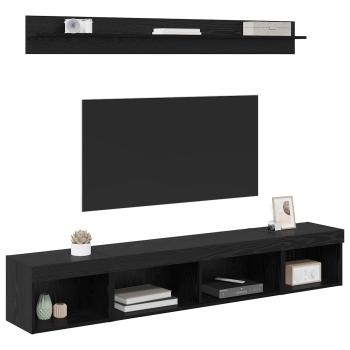 TV-Wandregal-Set 5 stk. Schwarz Eichen-Optik Holzwerkstoff
