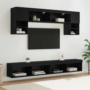 ARDEBO.de - TV Wand Einheiten mit LED 6 stk. Schwarz Eichen-Optik