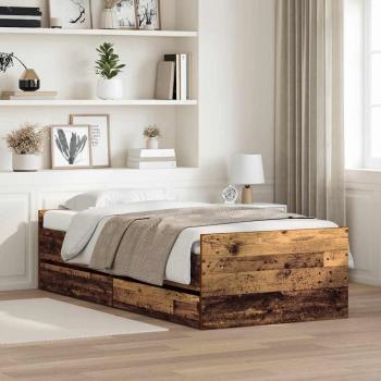 ARDEBO.de - Bettrahmen Altholz 100 x 200 cm Massives Kiefernholz