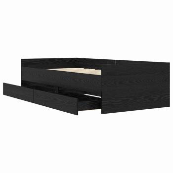 Bettrahmen mit Schubladen Schwarz Eichen-Optik 90 x 190 cm