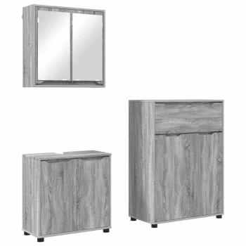 Badezimmermöbel-Set 3 stk. Graues Sonoma 72,5 x 36,5 x 100 cm