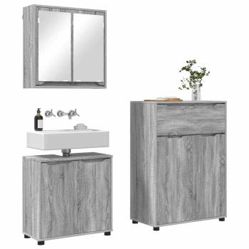 Badezimmermöbel-Set 3 stk. Graues Sonoma 72,5 x 36,5 x 100 cm