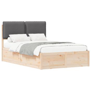 Bettgestell mit gepolstertem Kopfteil Dunkelgrau 120 x 200 cm