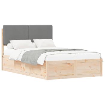 Bettgestell mit gepolstertem Kopfteil Hellgrau 120 x 200 cm