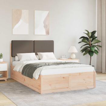 ARDEBO.de - Bettgestell mit gepolstertem Kopfteil Taupe 120 x 200 cm